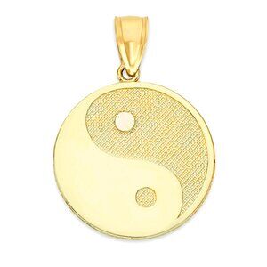 Solid 10k Gold Yin Yang Pendant - Satin Finished Pendant for Lunar New Year
